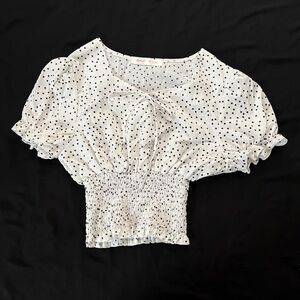 ROMWE White Polka Dot Blouse